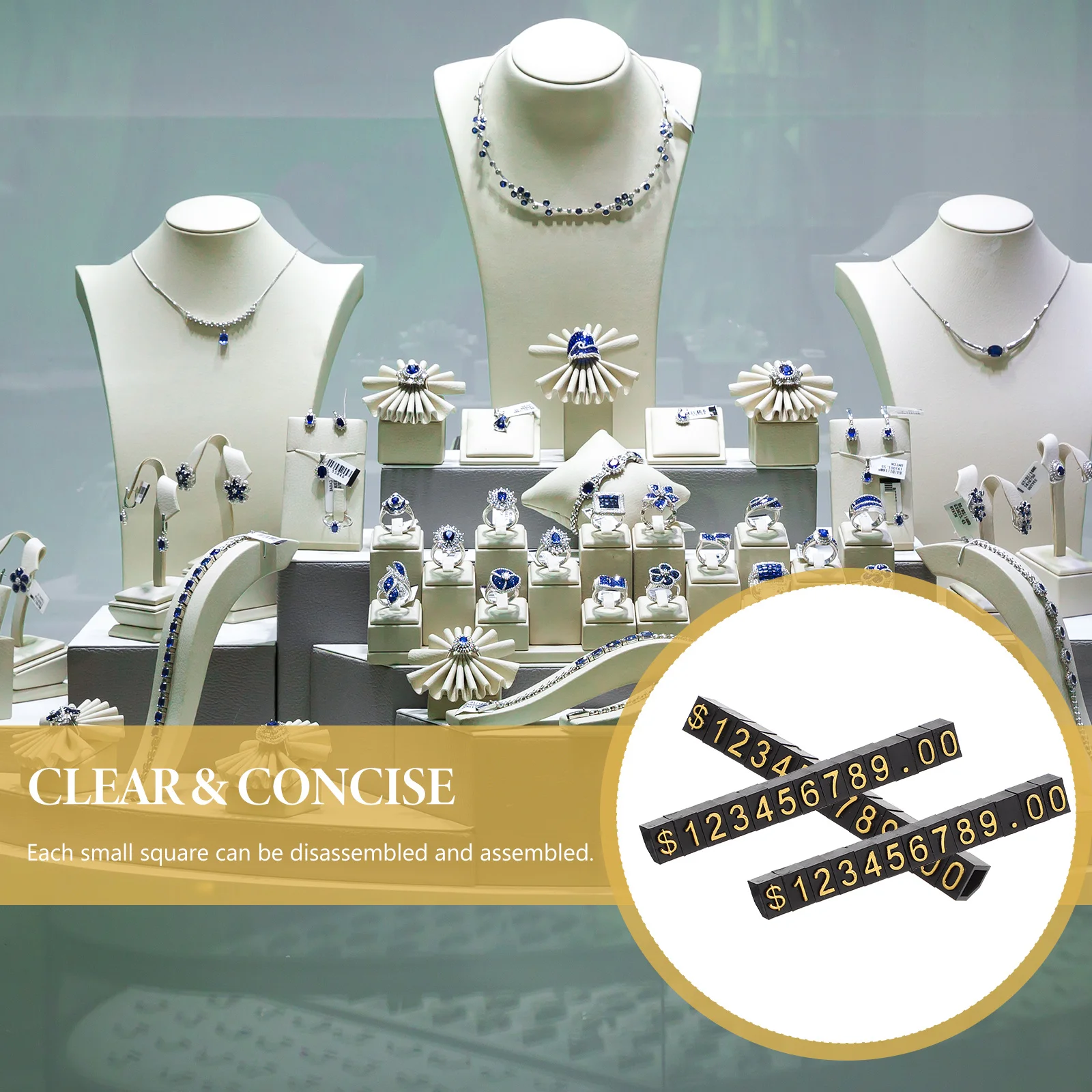 

10 set 10 Sets Display Blocks Cubes Reusable Jewelry Price Tags For Shop Counter Pricing Blocks Number Price Display Boards