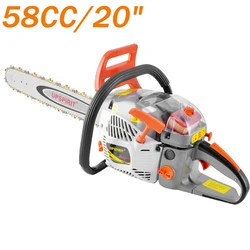 20″ Gas Chainsaw 58cc Gasoline Chain Saw Practical logging machine Cutting Saw Garden tools Household Industrial Blade Chainsaw