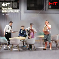 Miniature Figurines 1/87 1/64 1/43 1/24 Restaurant Waiter Diners Smoking Man Model Scene Figure DIY Creative Photography Props