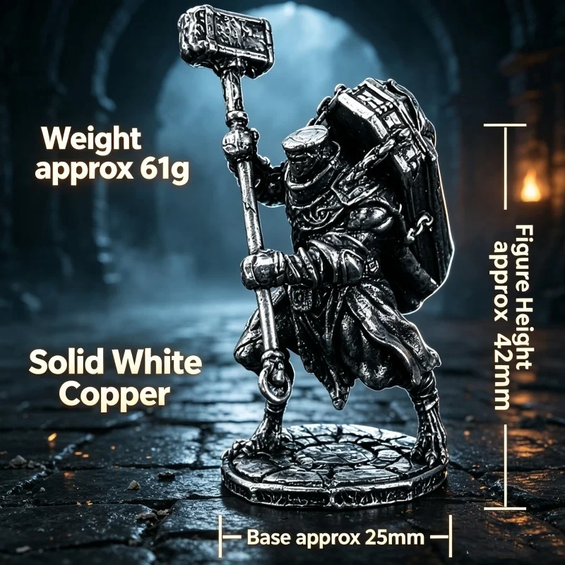 White Copper Headless Warrior Statue Vintage Metal Soldier Figurine Desktop Ornament Gift For Fantasy Tabletop Hobby Collectors