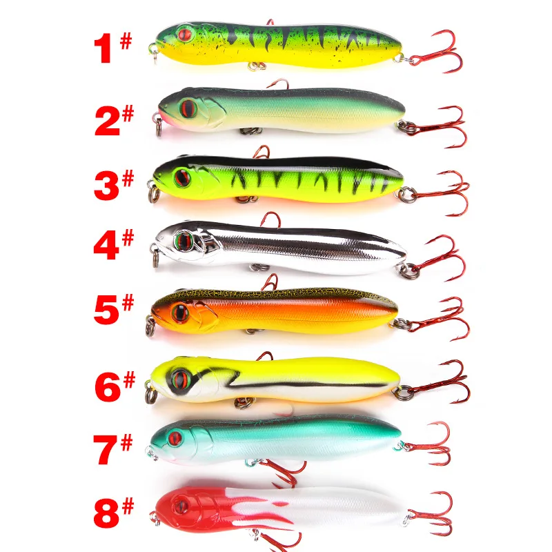 1 Stück/8 Stück 10cm/15,6g Schwimmender Angelköder Pencil Bait Popper Oberflächenköder Künstliche Köder Set für Karpfenangeln – Detail 1
