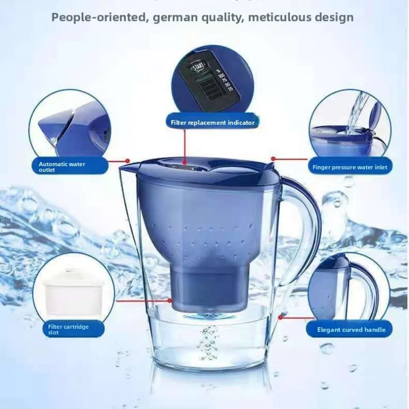 

Large Capacity Tap Water Filter Jug Food Grade ABS with Activated Carbon Filter Cartridge Home Kitchen Filtration System