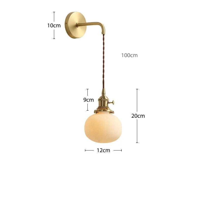 IWHD Nordic Modern LED Wall Light Fixtures Wire Adjustable Copper Ceramic Bedroom Living Room Beside Lamp Wandlamp Luminaria