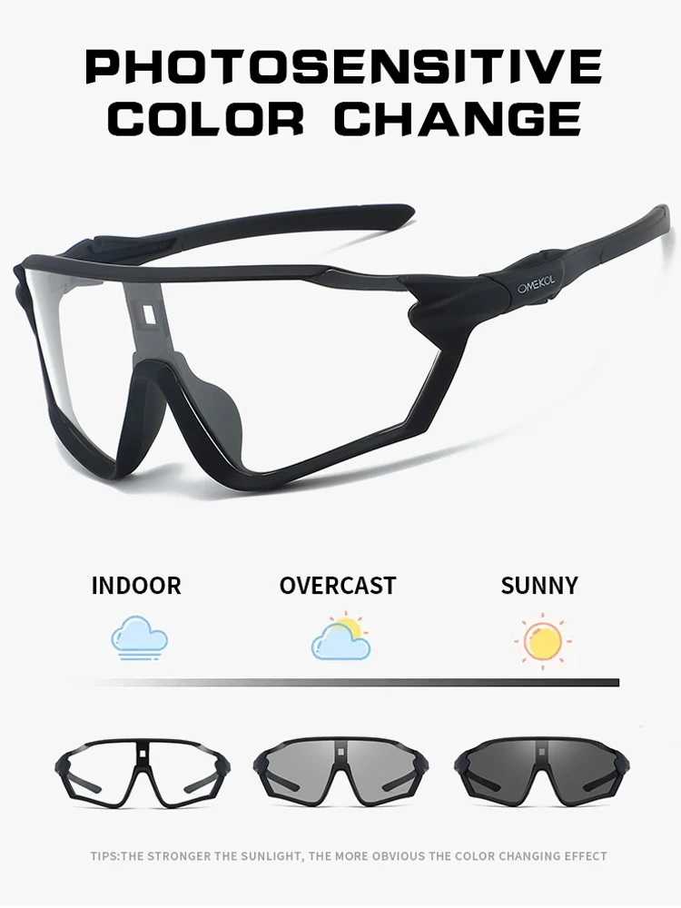 AliExpress OMEKOL Brand New Photochromic Cycling Glasses Bicycle Eyewear Men Women Mtb Bike Baseball Sports