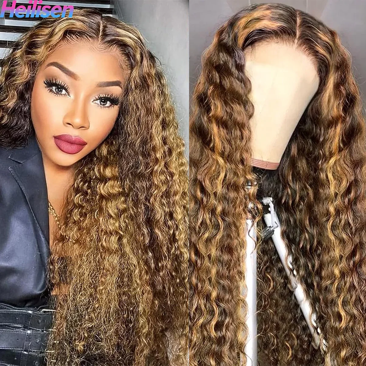 موجة عميقة 13x6 HD الدانتيل الشفاف الباروكة الأمامية 36 بوصة 220% الكثافة P4/27 تسليط الضوء على خصلات الشعر المستعار الإنسان البرازيلي الحقيقي للنساء