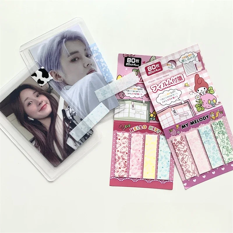 Sanrio Anime Small Card Holder Index Sticker Hello Kitty My Melody Printed Rectangular Kawaii Color Note Sticker Label Sticker