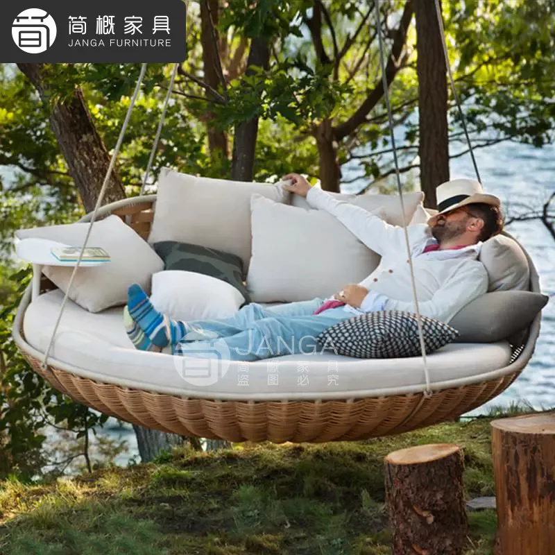 Villa Balcony Rocking Chair Terrace Hanging Rattan Hanging Basket Internet celebrity Homestay Bird's Nest Bed 5