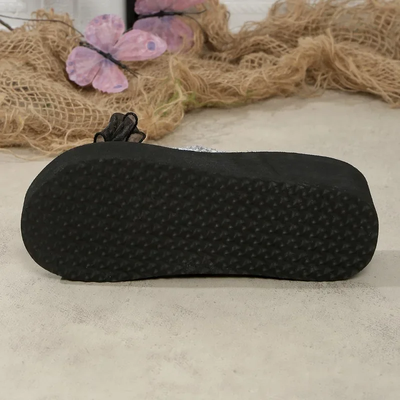 รองเท้าแตะสตรีรองเท้าหญิง 2025 Flip Flops PLUS ขนาดรองเท้าแตะลําลองผู้หญิงรอบ Toe Platform Wedges Bow Tie ผู้หญิงรองเท้าแตะ
