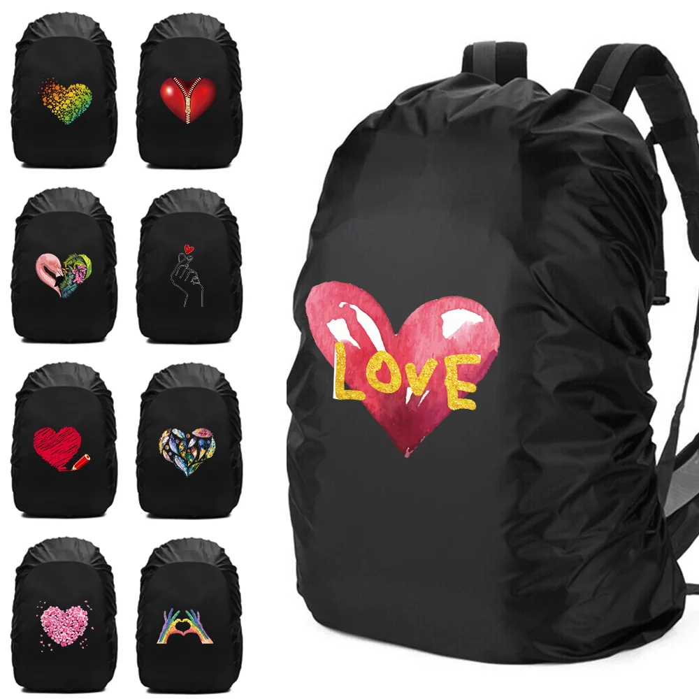 

20-70L Backpack Rain Cover Fashion Outdoor Sport Cycling Safety Rain Cover Cute Love Printed Camping Hiking Waterproof Bag Cover