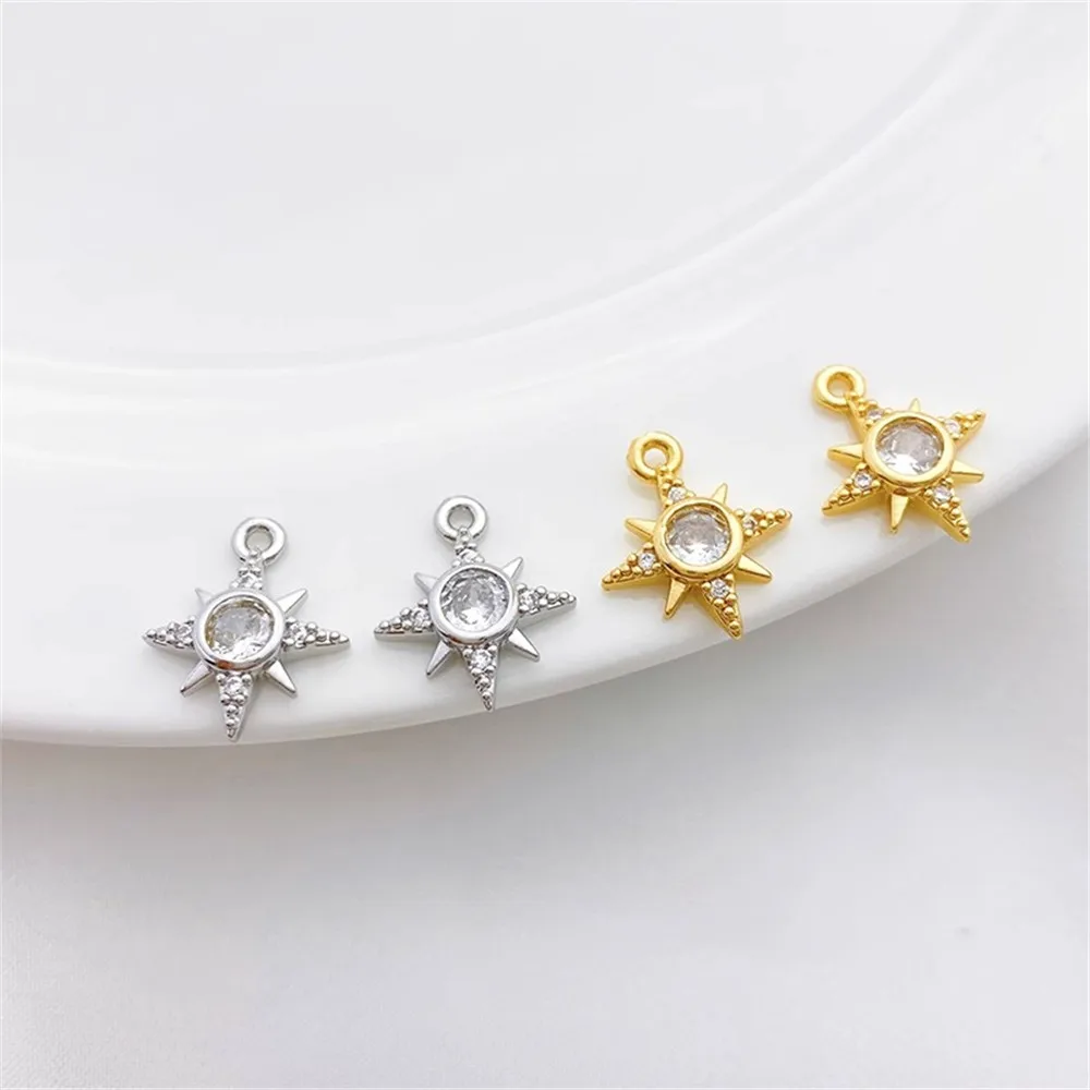 

18K Gold Package with Micro Inlaid Zircon Starry Star Pendant Small Pendant Handcrafted DIY Bracelet Necklace Earring Material