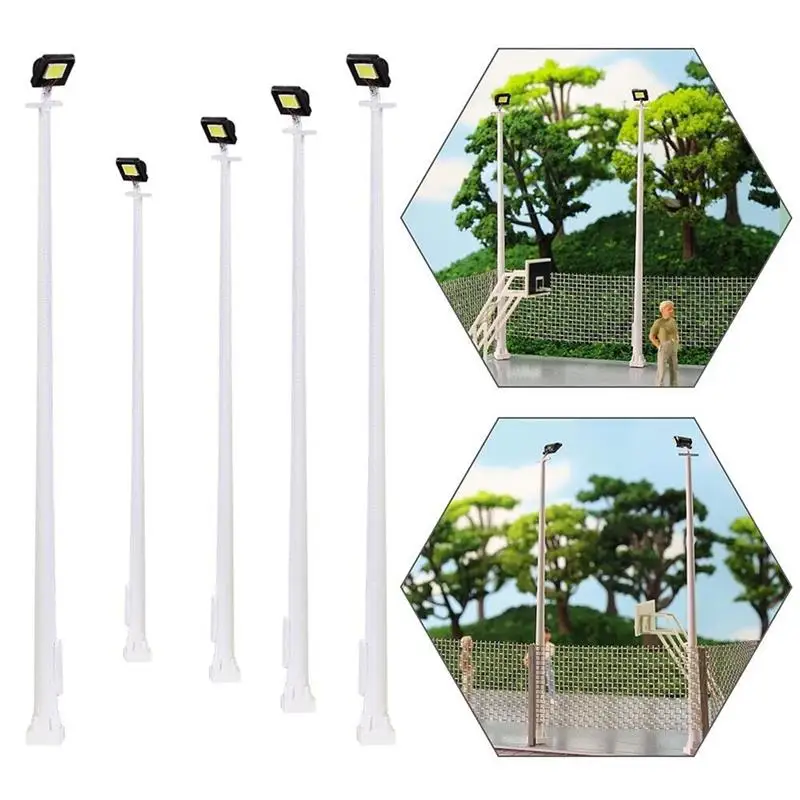 10pcs Model Railway Street Light 1:87 HO Scale Plaza Lamppost Playground Lamppost Miniature For Model Layout Scenery Lamp 10cm