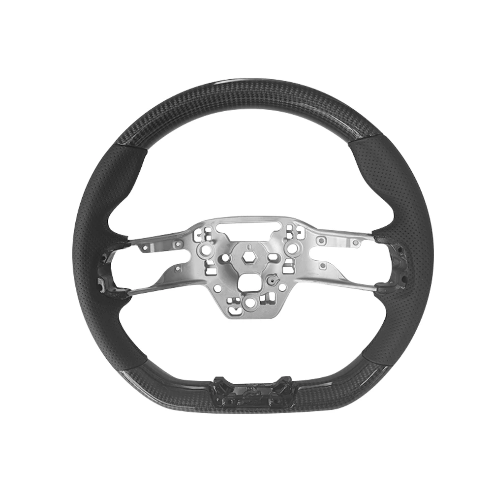 

Real Carbon Fiber Steering Wheel Black Leather For Ford Mustang 2024