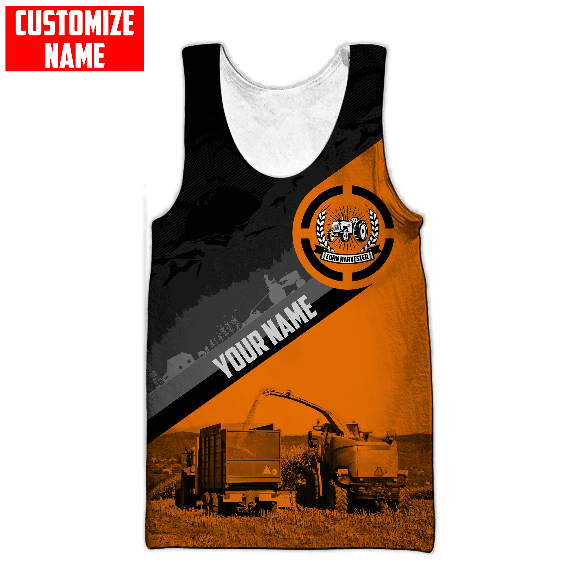 PLstar Cosmos Personalized name Farmer Tractor 3D Printed Men vest Summer Harajuku Sleeveless Tees Unisex Casual Tank Tops BXX-7