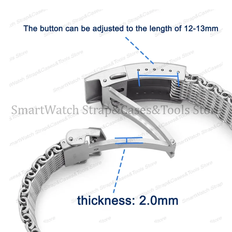 4.0 Thicken Stainless Steel Shark Mesh Strap for Seiko Solid Adjustable Buckle Diving Watch Band 18/20/22mm Men Luxury Bracelet