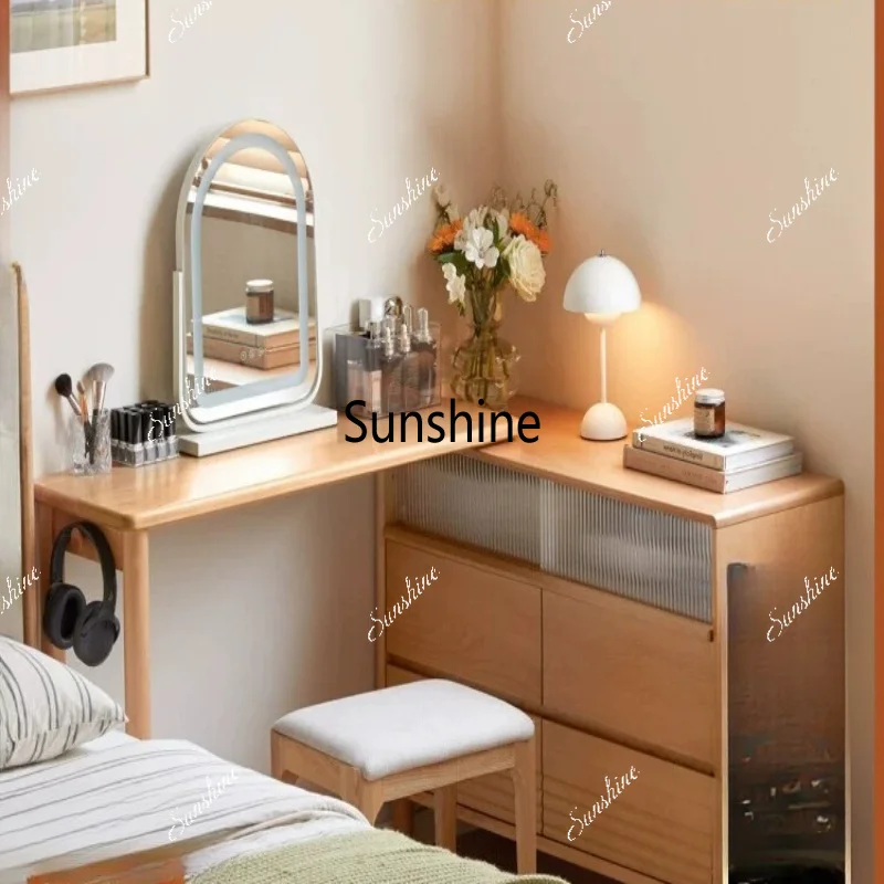 Solid wood chest, dresser, computer table, integrated L-shaped corner storage, simple bedroom