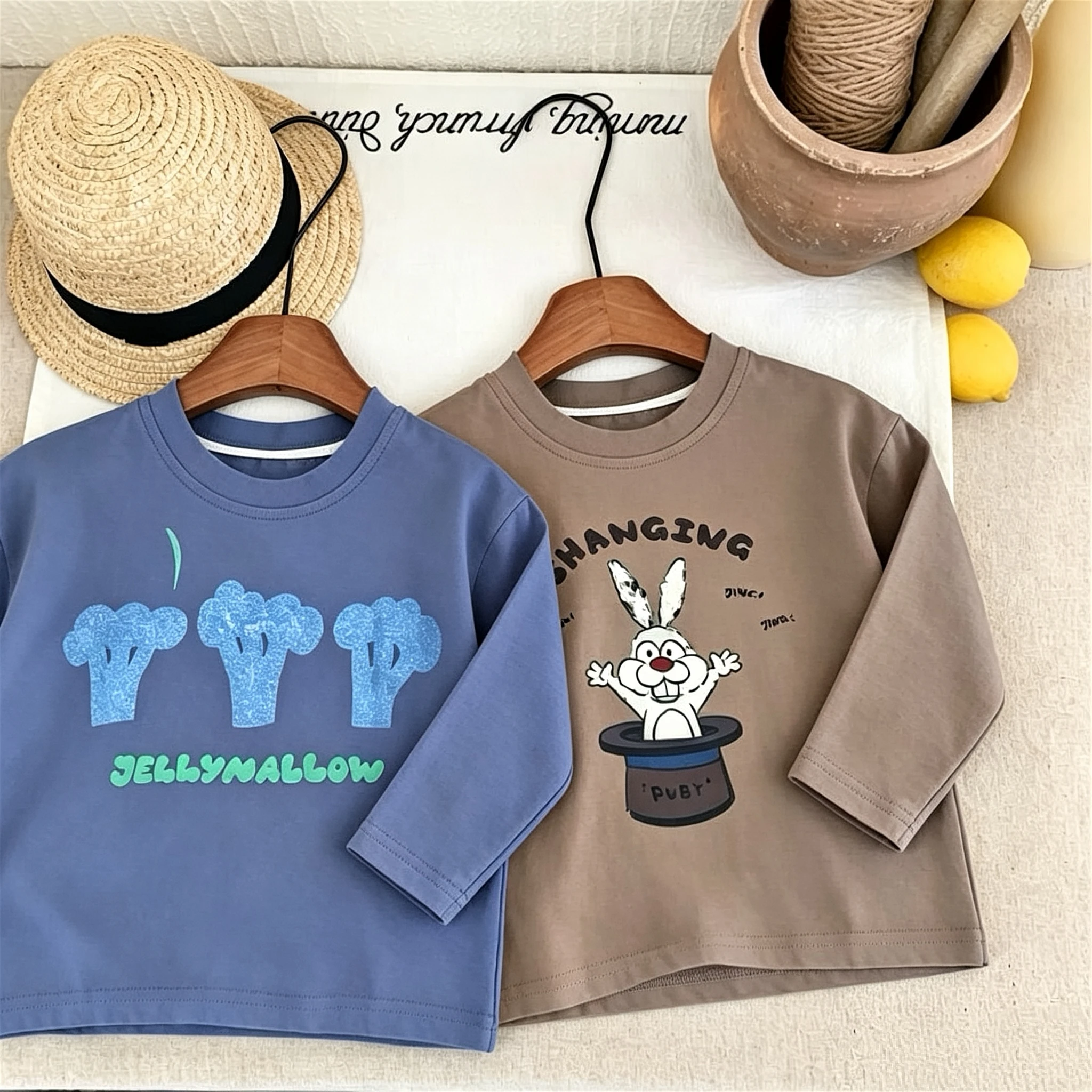 Solid Color Simple Versatile Kids Long Sleeve Tshirts Tops Children Autumn Clothes Round Collar Pullover Base Shirt Kids Costume