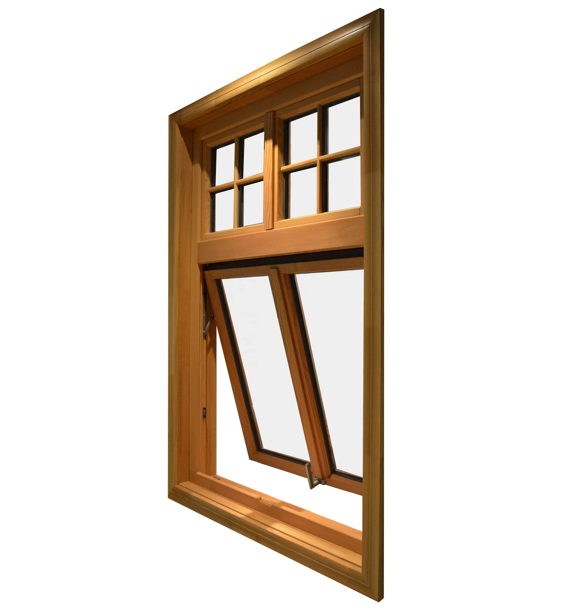 Penjoy Aluminum clad wood tempered glass double glass double glazed triple glass awning windows