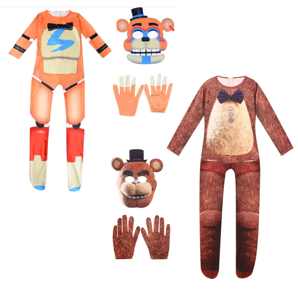 Halloween FNAF Costume for Kids Five Nights Freddyed Jumpsuit Cosplay Nightmare Bonnie Fnaf Freddy Anime Christmas Gift for Kid