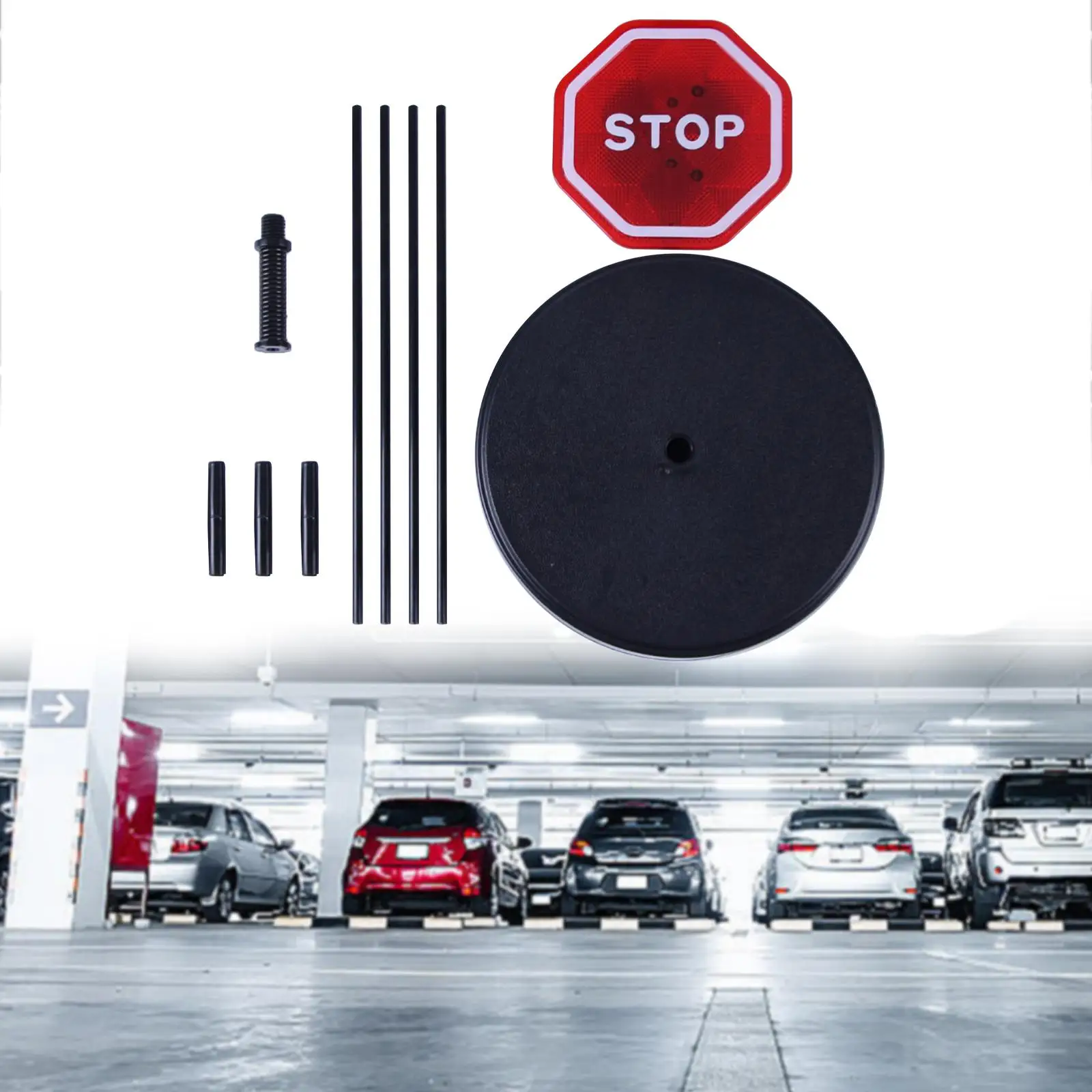 

LED Flashing Stop Sign Bright Red Stop Sign Parking Assistant System Driveaway Bumper Guard Warning Car Stop Indicator Sensor