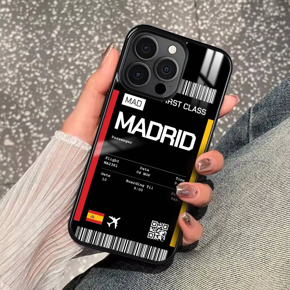 إسبانيا طائرة السفر تذكرة حالة الهاتف آيفون 16 15 14 13 12 11 برو Xs ماكس ميني زائد Celulares الصلب فوندا #3