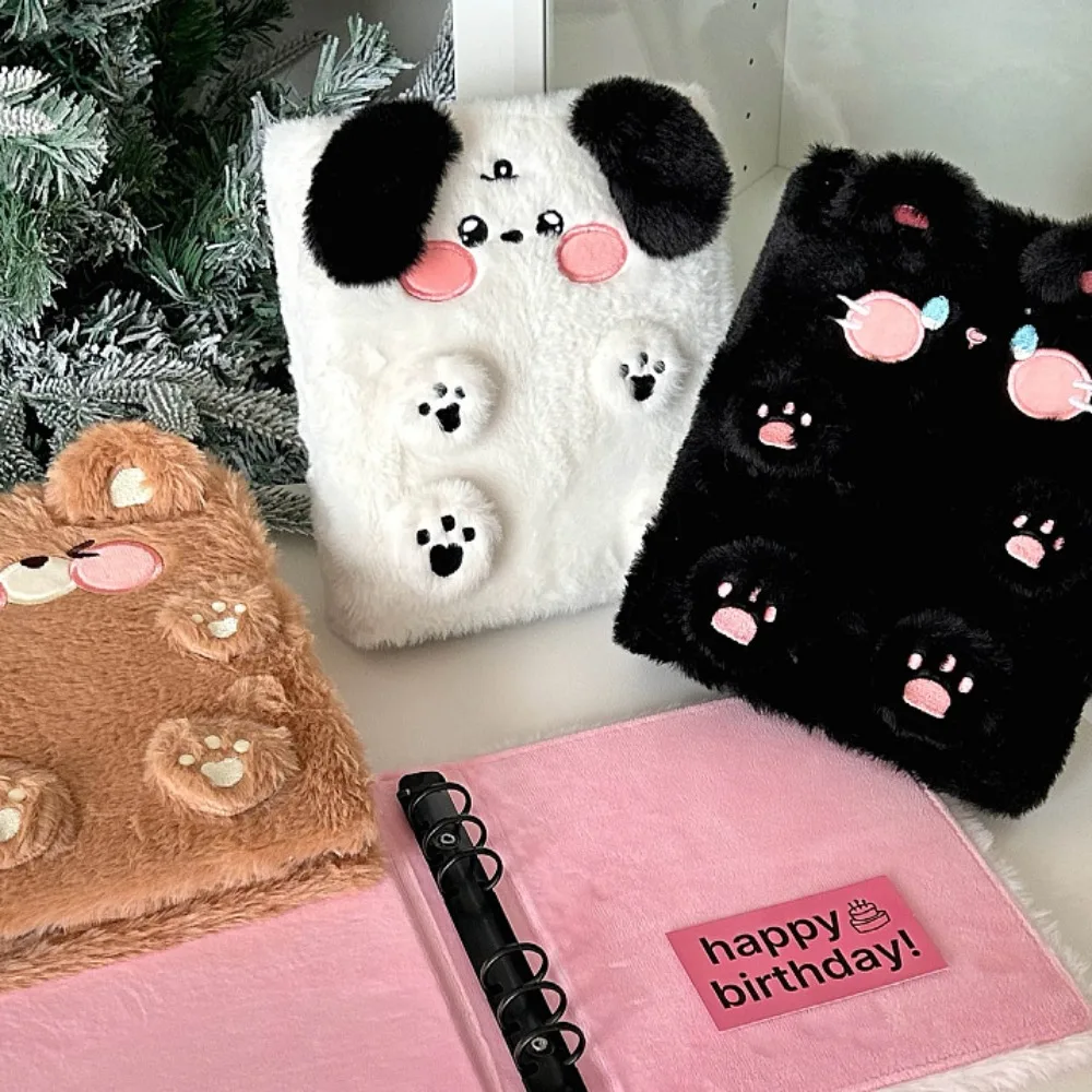 Plush Binder Plush Binder Photocard Holder Plush Cat Fluffy Bear Collect Album Notebook Cartoon Dog A6 Kpop Photocard Binder