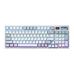 YUNZII IF99 White Wireless Mechanical Gaming Keyboard with Smart LCD Display, QMK/VIA Custom Gasket Hot Swap RGB 96% Keyboard