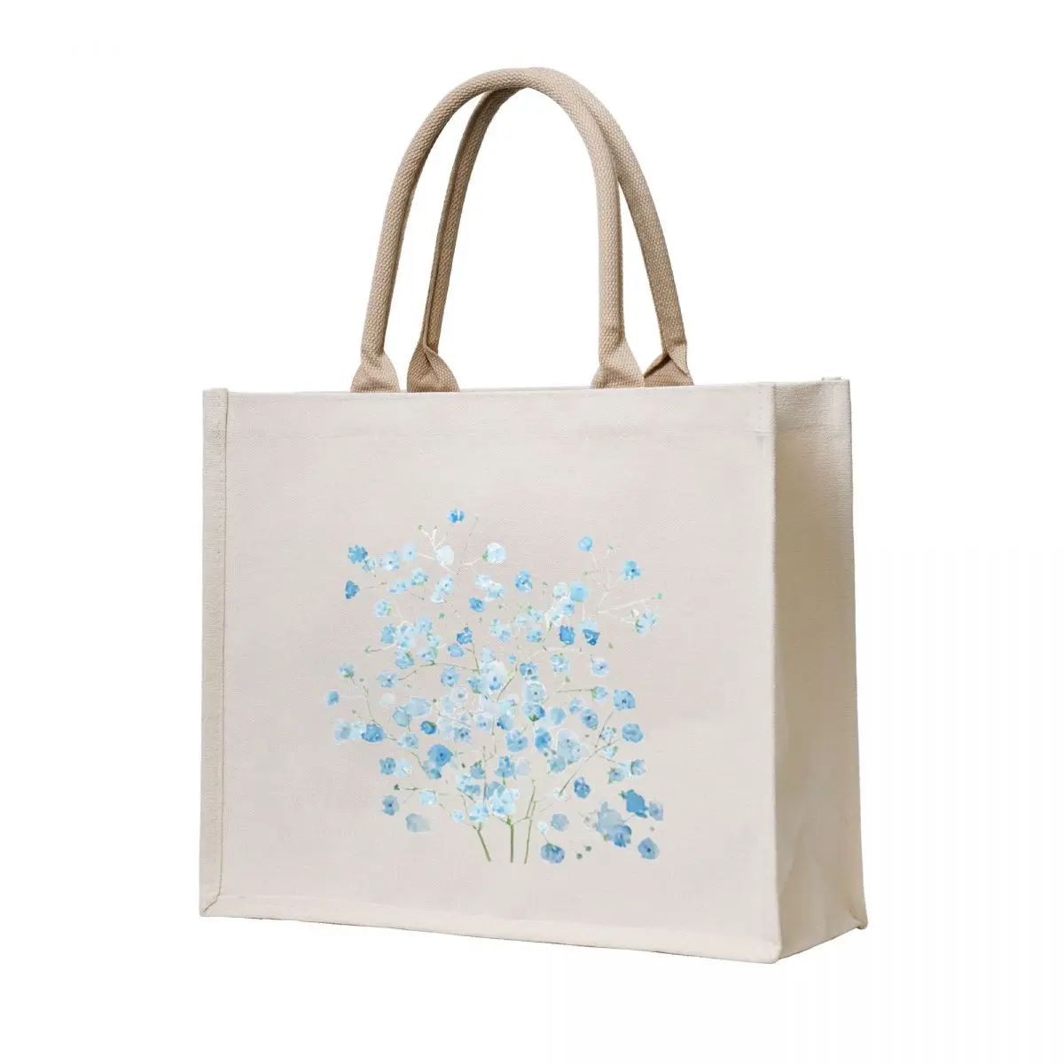 

hand painted light blue Baby Breath Bouquet gypsophila watercolor painting Tote Bag Cloth bags hand bag ladies