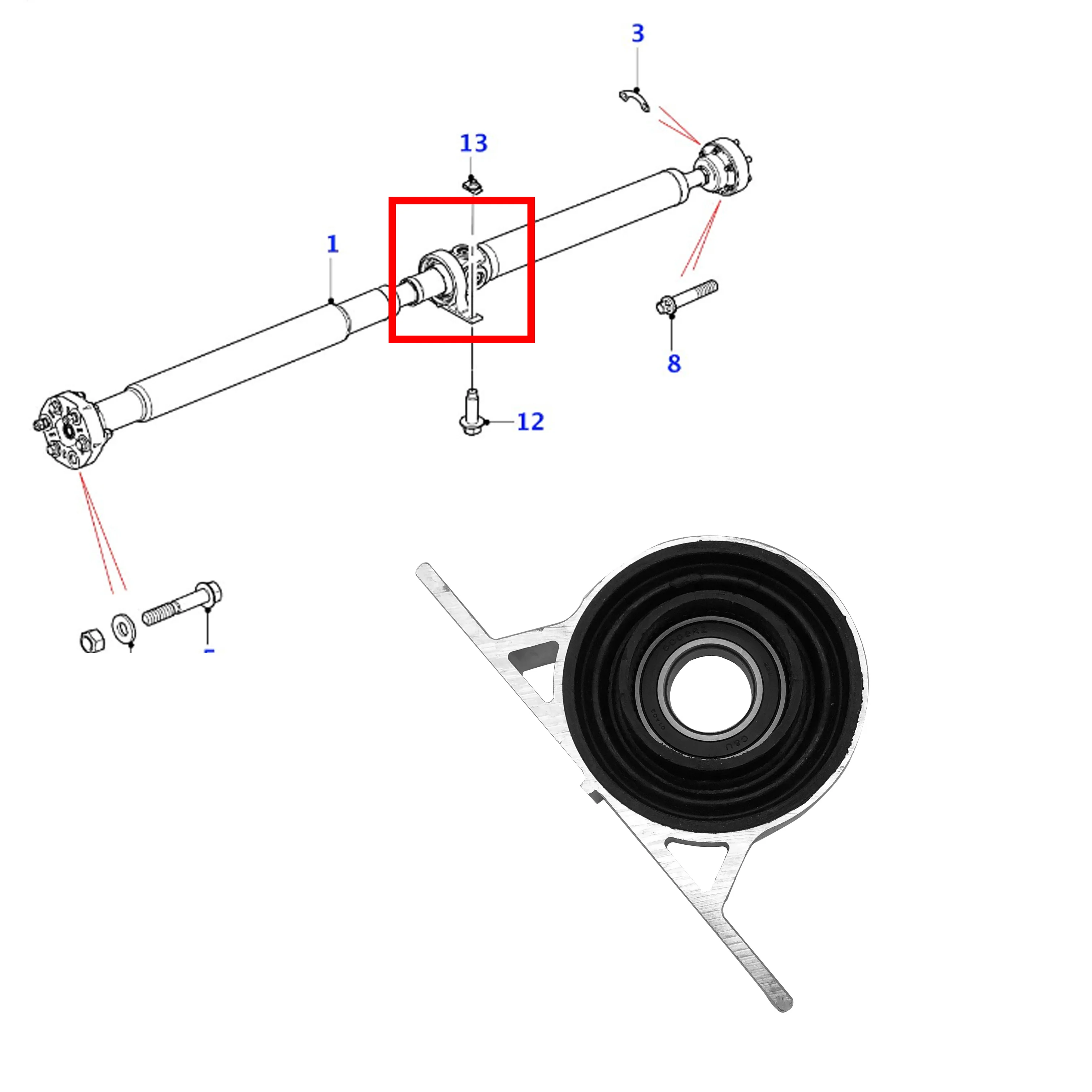 

For Jaguar XJ 2013-2019 Drive Shaft Hanger Hanging Glue Support C2D42440 C2D42445