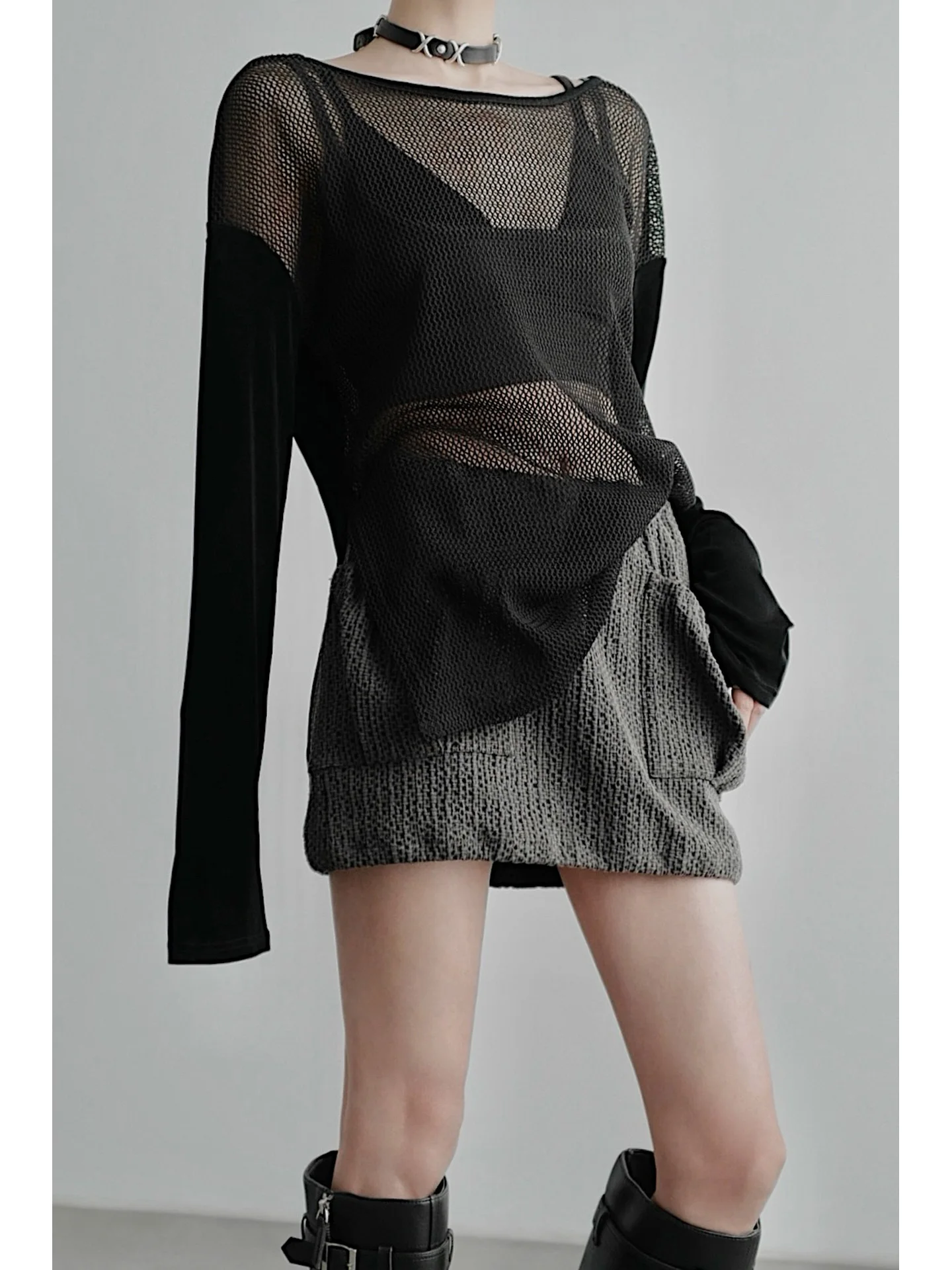 

Double-Sided Wear Chen Lady CHENTAITAI Long Sve T-irt Commute Sle Loose Fit Color Summer Thin V-Ne Crew Ne