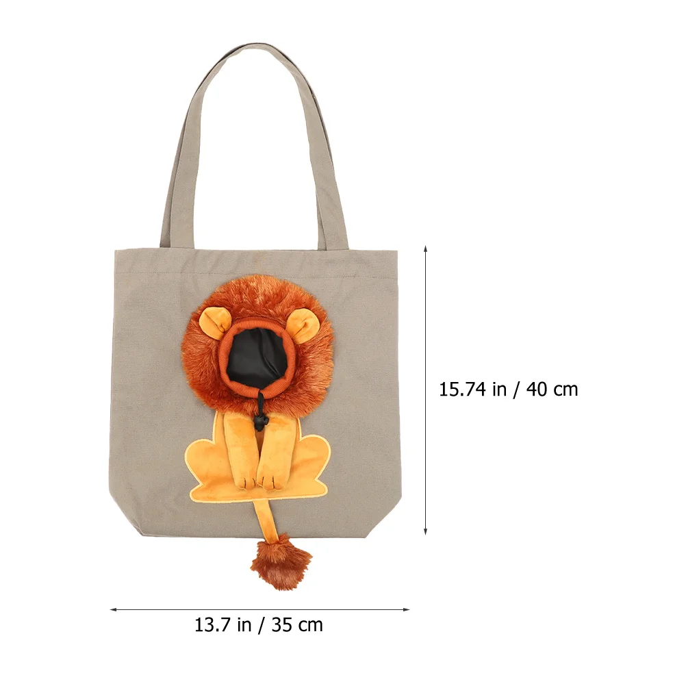 

Breathable Small Lion Canvas Cat Bag Collapsible Pet Carrier Adjustable Opening Comfortable Single Shoulder Sling Travel Carrier