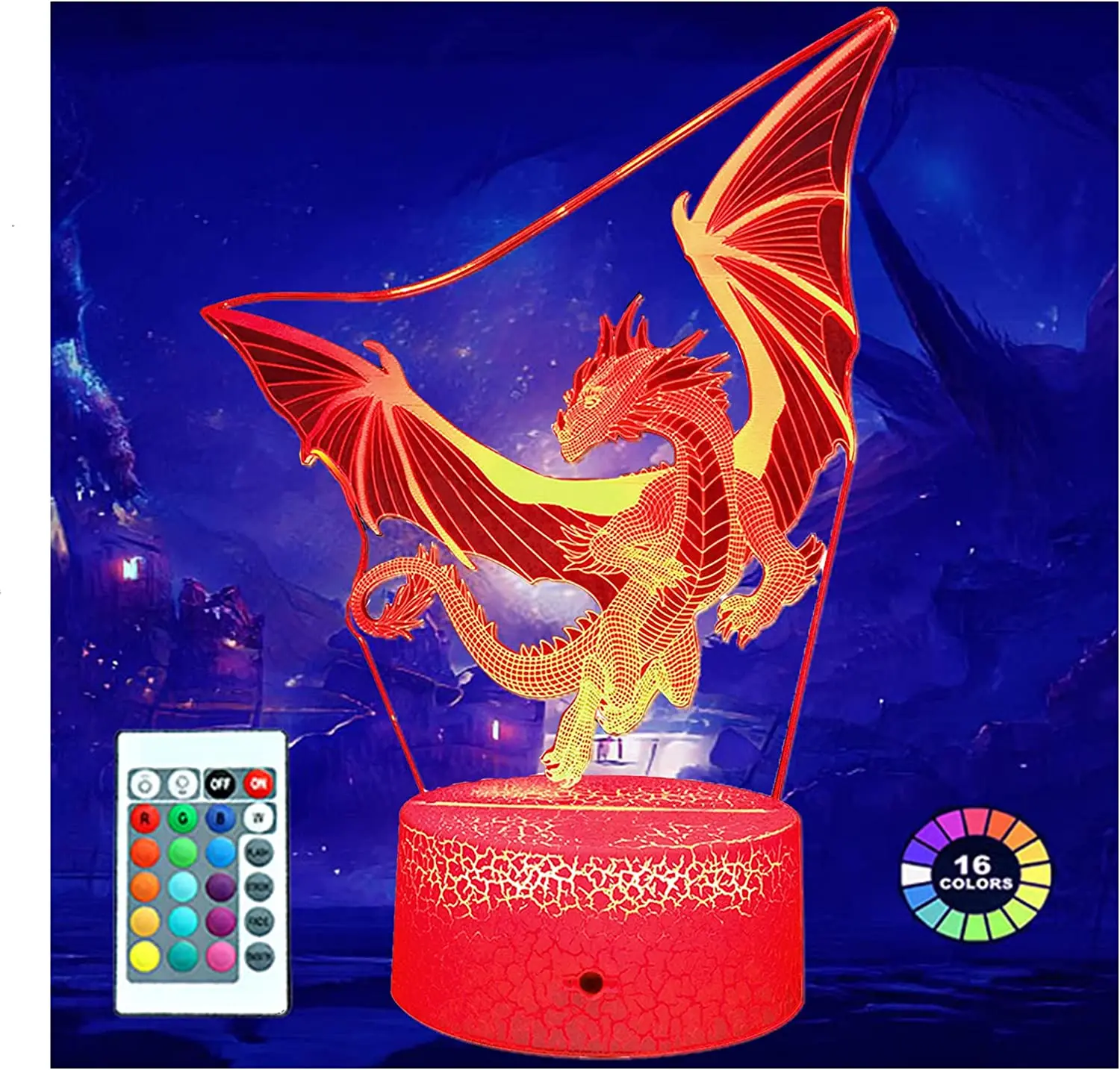 Dragon Lamp Dragon Toys lampka nocna dla dzieci pokój 16 zmiana kolorów lampka nocna prezenty na urodziny, boże narodzenie dla dziewcząt chłopców