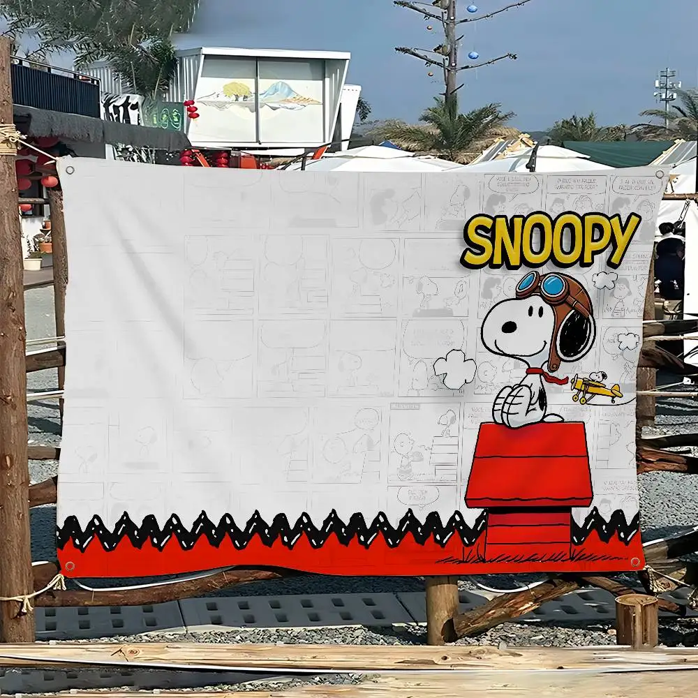 Cartoon Cute S-Snoopys Dog Retro Flags Multiple Choice Living Studio Booth Interior Decoration Banner