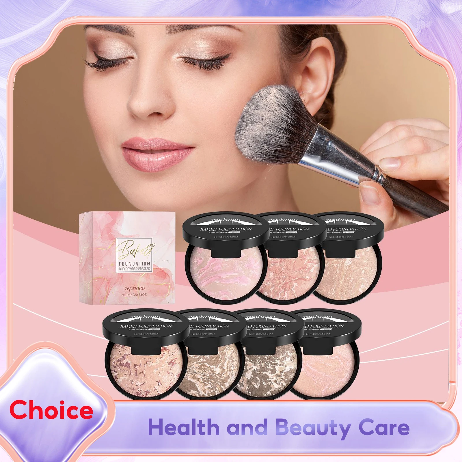 Full Coverage Pressed Powder Foundation Oil Control Brightening Waterproof Lasting Flawless Finishing Powder Face Makeup Setting