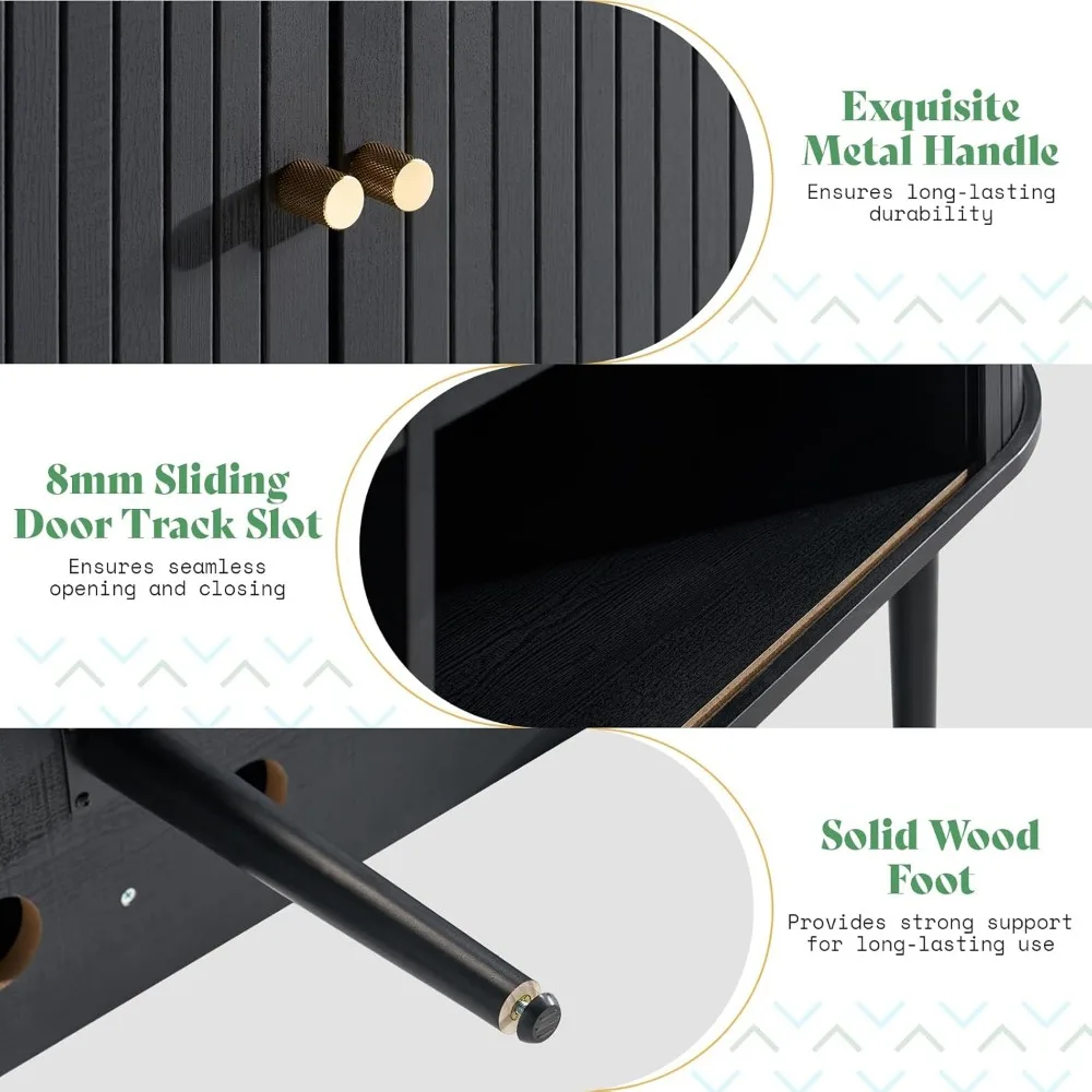 خزانة تخزين حديثة 55 من منتصف القرن مع أبواب الدف المنزلقة وأرجل من الخشب الصلب وبوفيه خزانة جانبية مميزة #4