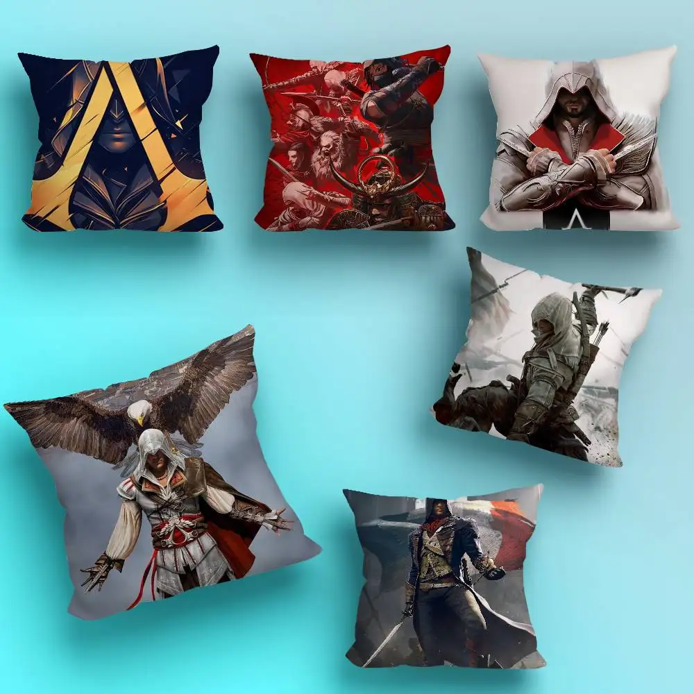 

Game A-Assassins cool CreedS Pillow Case Anti-dustmite Pillowcase Invisible zipper silky short plush Sofa cushion cover