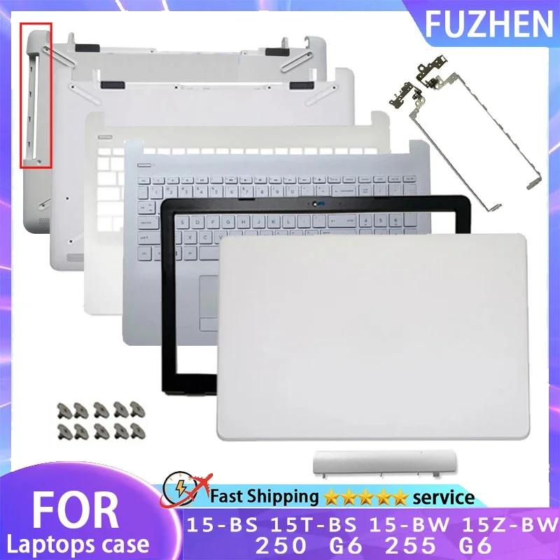 

For HP 15-BS 15T-BS 15-BW 15Z-BW 250 G6 255 G6 Laptop LCD Back Cover/Front Bezel/Hinges/Keyboard Palmrest/Bottom Case White