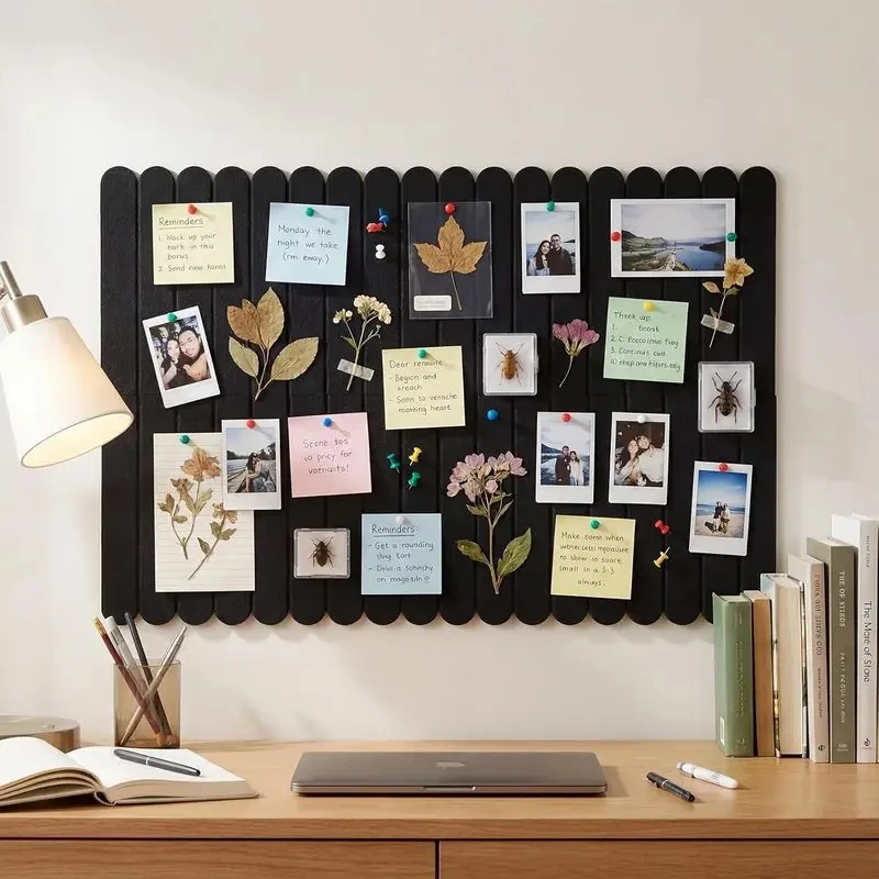 Black Large Soundproofing Pads Decoration Felt Bulletin Cork Pin Note Boards Billboard Sound Proof Wall Panels Decorative Scalloped Sound-absorbing Panels Tiles for Office Home Wall Decor
