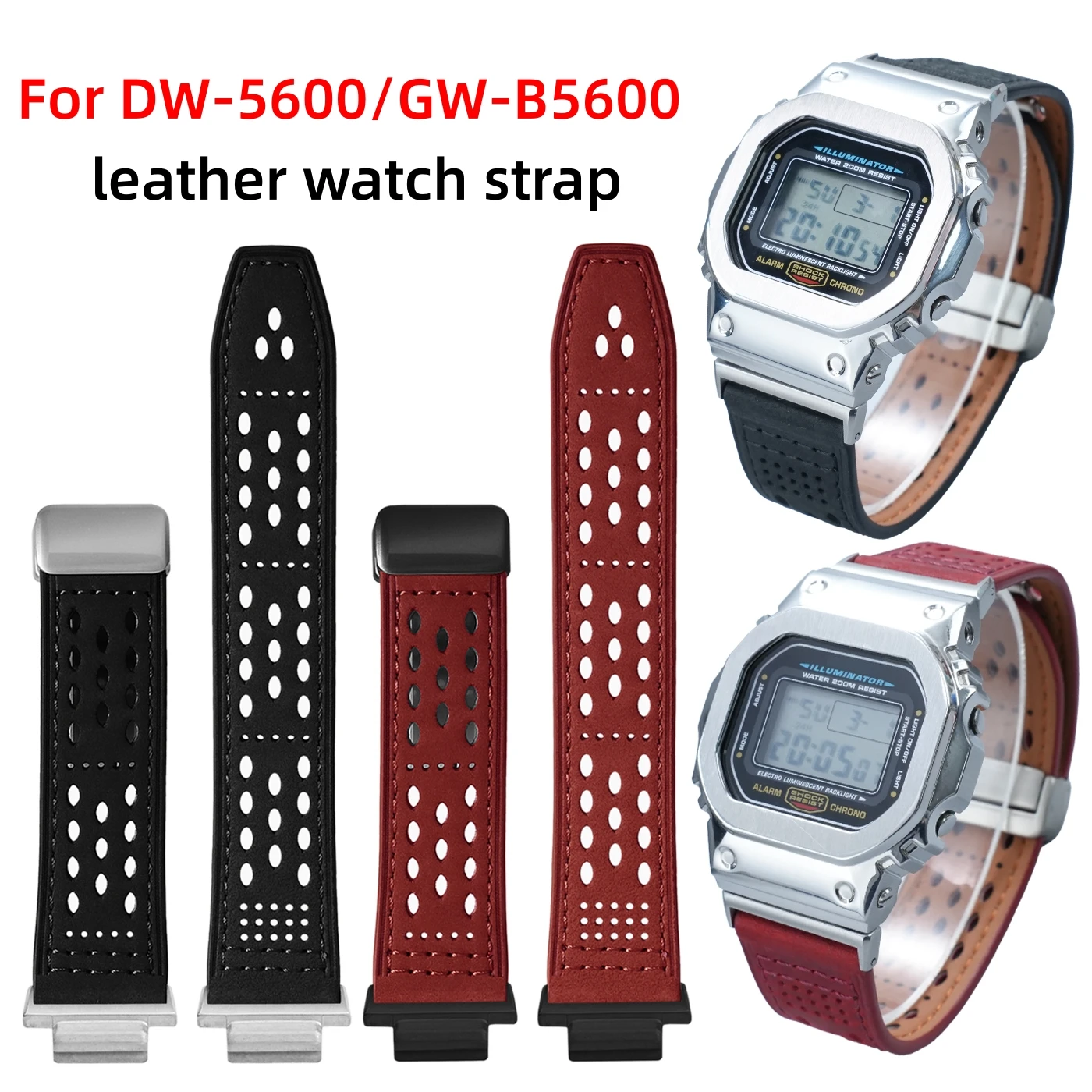 

Дышащий кожаный ремешок для часов Casio G-SHOCK DW5600 GW-B5600, модифицированный мужской ремешок из воловьей кожи с магнитной застежкой, аксессуары.