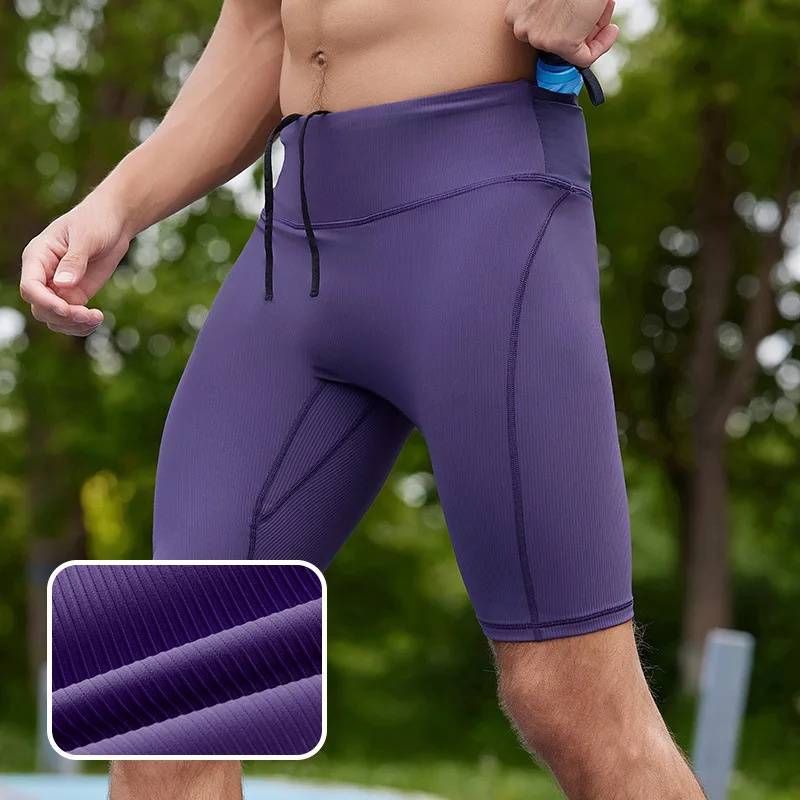 

High Waist Compression Five Inch Shorts Unisex Summer Elastic Quick Dry Multi Pocket Outdoor Gym Jogging Yoga Wear
