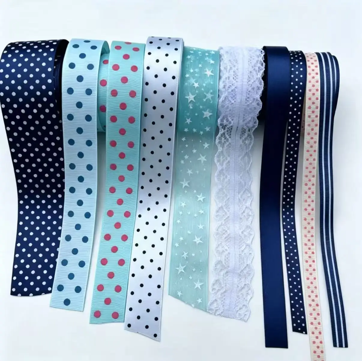 Korean Ins Style 10 Mixed Ribbon Set Combination Lace Handmade Bow Hair Accessories Gift Packaging DIY Material Cute Combination