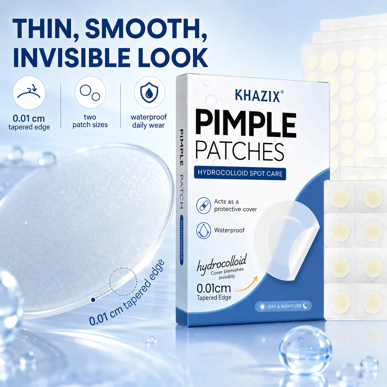 372Pcs Gentle Hydrocolloid Facial Patches, Yellow & Clear Shades, Invisible Skin Care Stickers, Waterproof, Day & Night Use