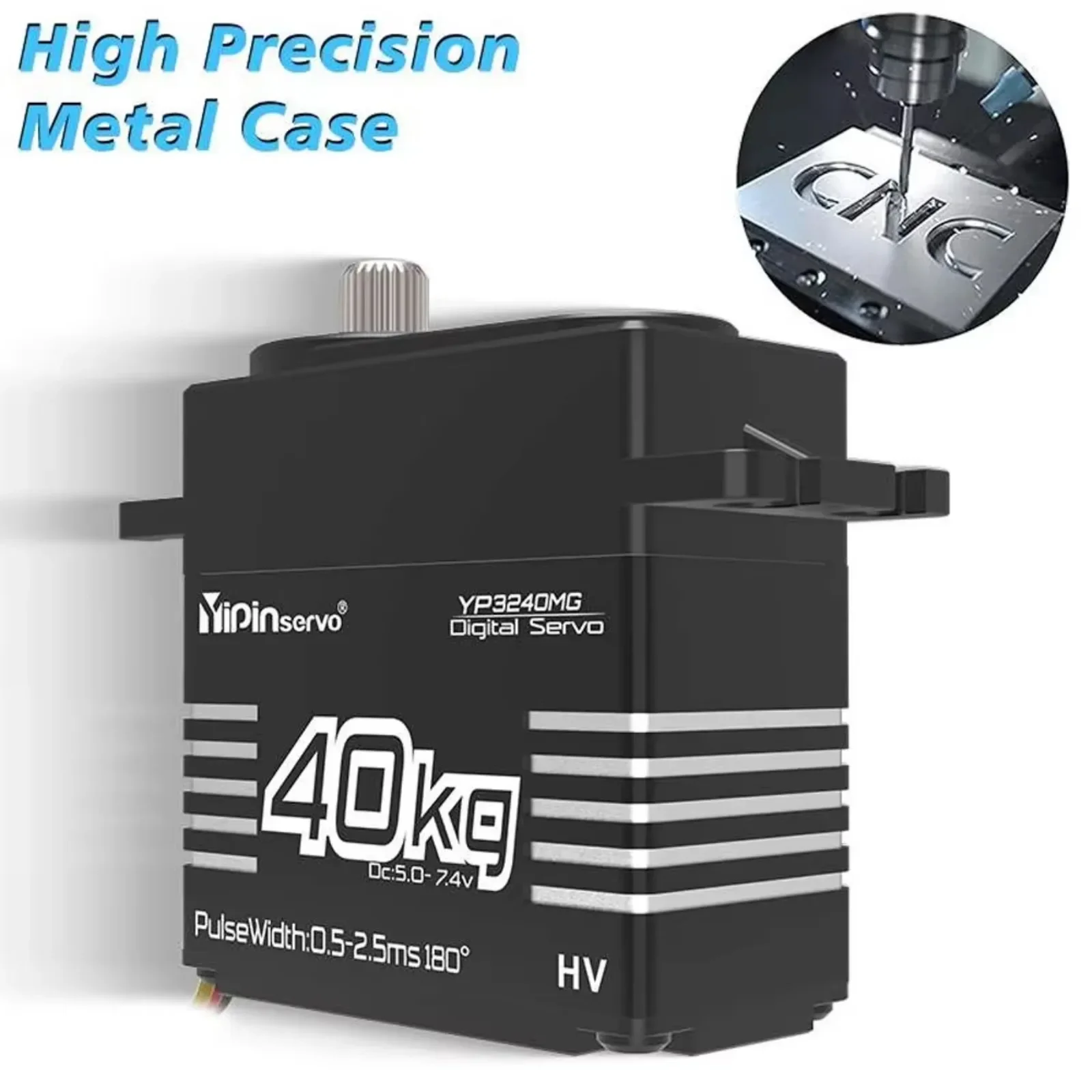 YP3240MG 40 kg digitaler Servomotor mit hohem Drehmoment, RC-Stahlmetallgetriebe, IP67, wasserdicht, für 1:8 1:10 TRX6 Scx10 RC Crawler Cars Roboter