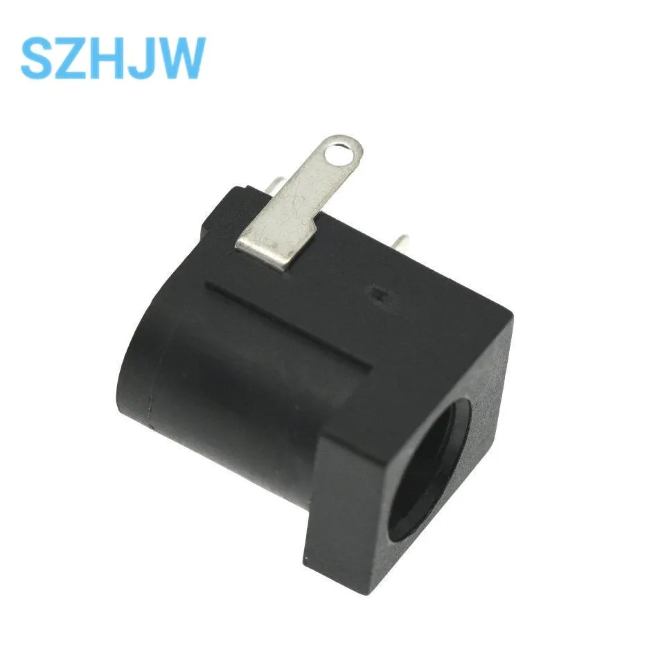 Conector de alimentación de CC negro, 10 piezas, 5,5x2,1 MM, DC-005, conectores de CC, tipo barril, ángulo recto, Terminal de montaje PCB