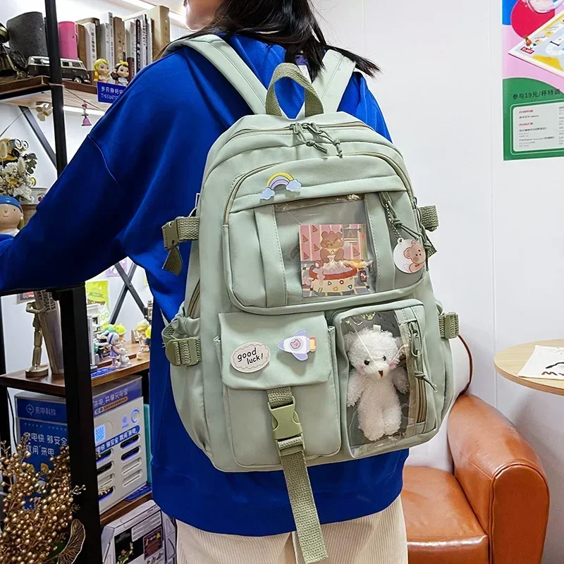 Kawaii Ästhetischer Damen-Rucksack, Schultasche für Teenager-Mädchen, japanischer koreanischer Rucksack, Studenten-Büchertaschen, süßer Schulrucksack, Mochila