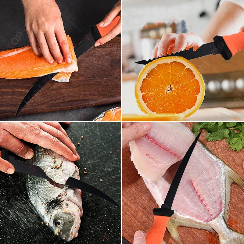 Stainless Steel Fillet Boning Knife for Fish Meat Cleaver Butcher Knife Fruit Cutter Fishes Slicing Multi-Purpose Kitchen Knives