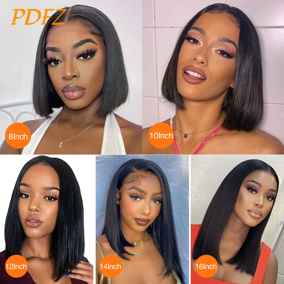 100% Bob Human Hair Wigs Straight 13x4 Lace Frontal Wig Human Hair Short Bob Wig Bralian Remy Human Hair Wig Pre Plucked