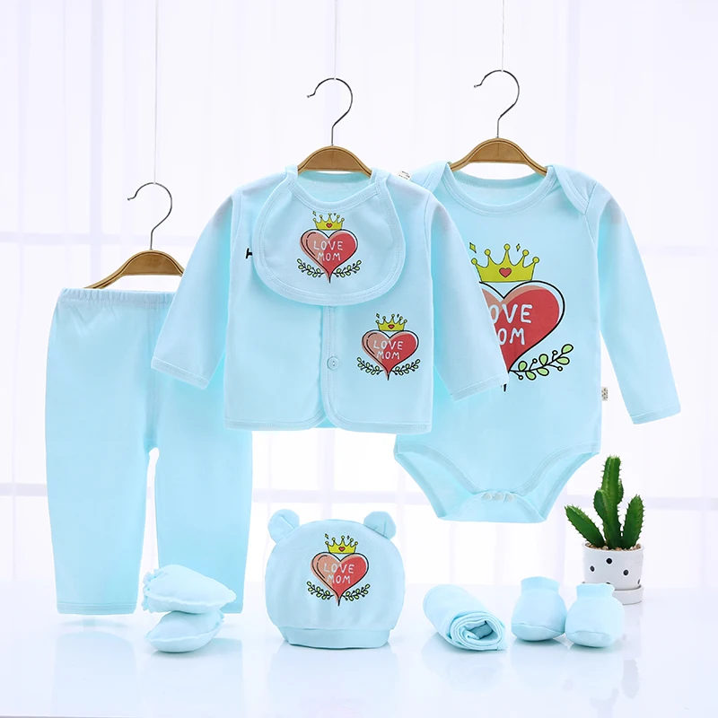 Newborn Baby Boys Rompers Suits for Kids Outfits Infant Pants Bibs Caps Tops Cotton Sets  Love Dad Mom