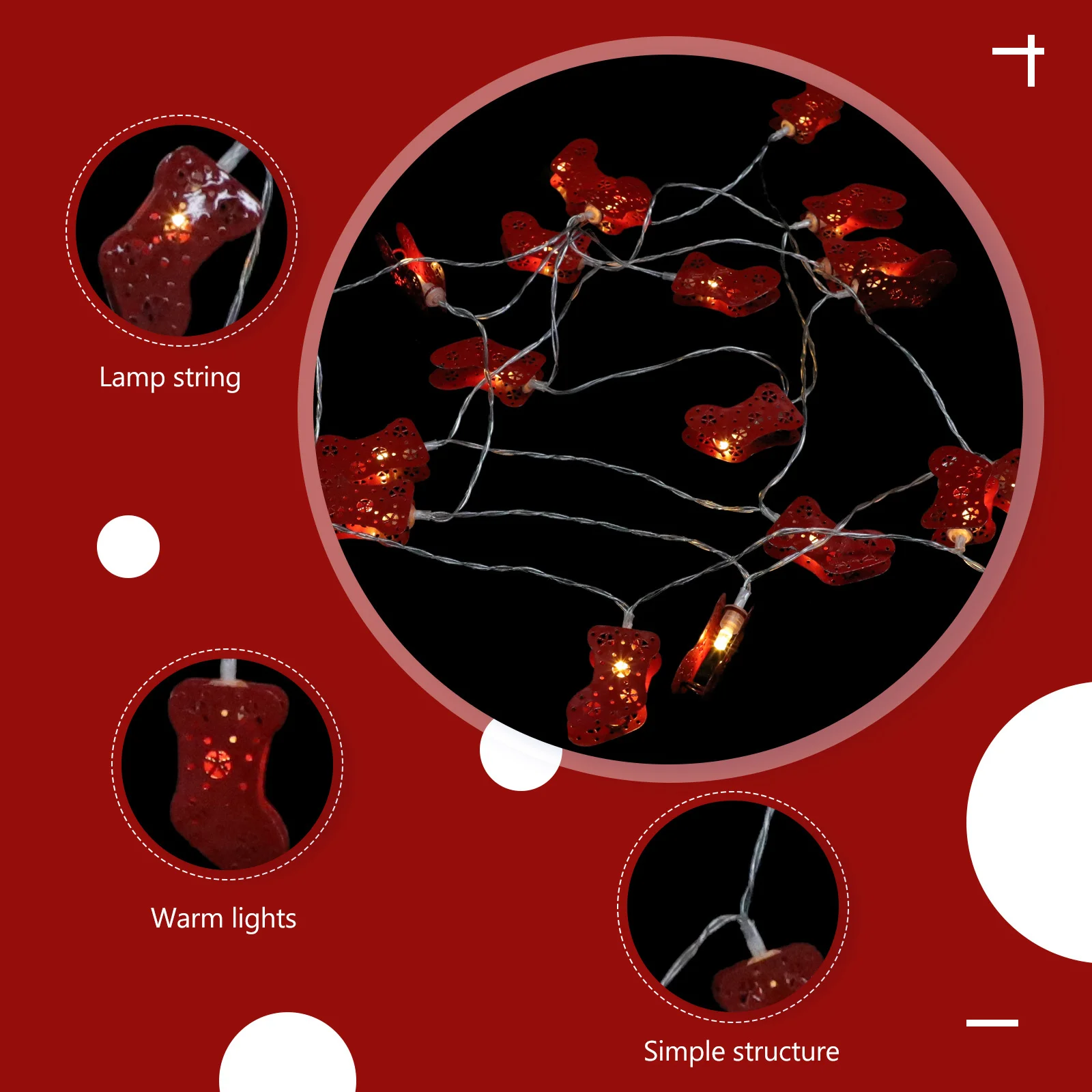 

1pc Christmas Sock 3M Red Holiday Decorative Lamp For Indoor Outdoor Party Garden Xmas Light String Stocking Light String