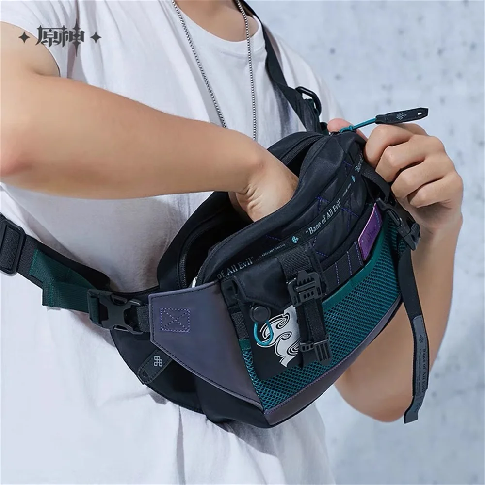 เกมใหม่ Genshin Impact Xiao Cos อย่างเป็นทางการแฟชั่น Messenger กระเป๋าสําหรับผู้หญิงผู้ชาย Crossbody ไหล่กระเป๋าคอสเพลย์ Props C YS