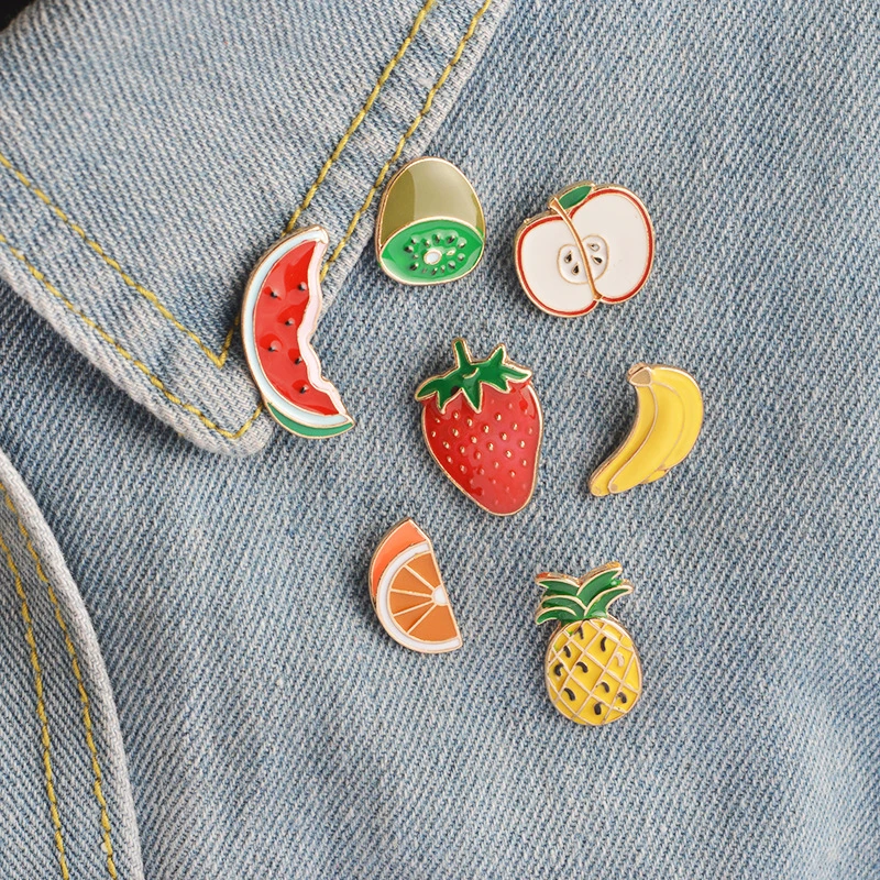 Apple Pear Enamel Pins Tasty Orange Pinseapple Shaddock Slice Badge Jewelry Fresh Fruits Pines for Kids Sweet Strawberry Banana